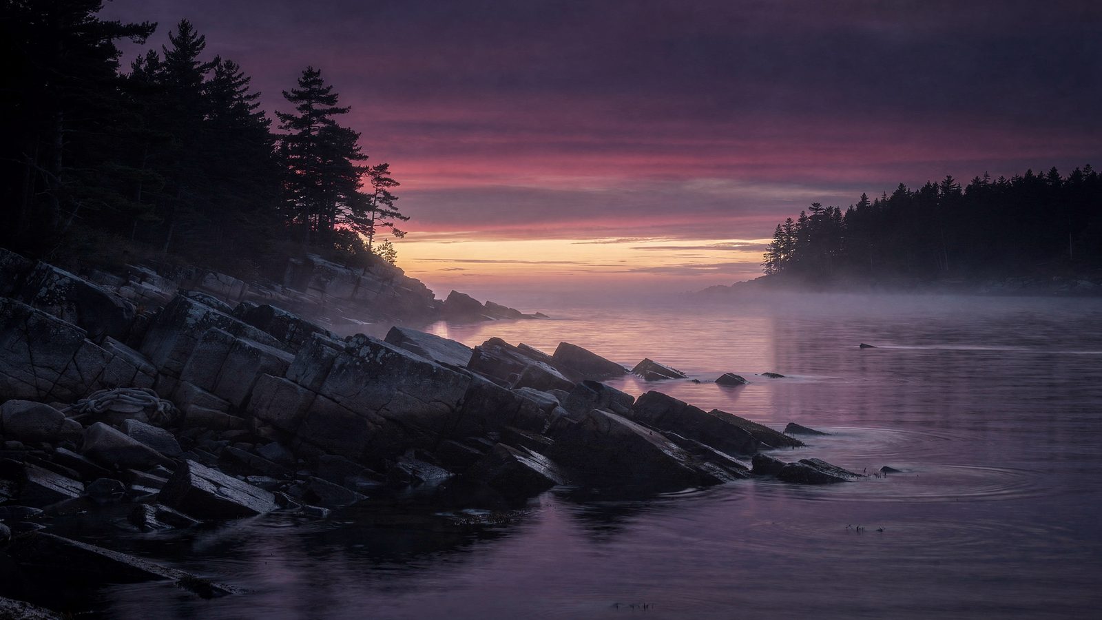 Dusk settling over the Maine coast
