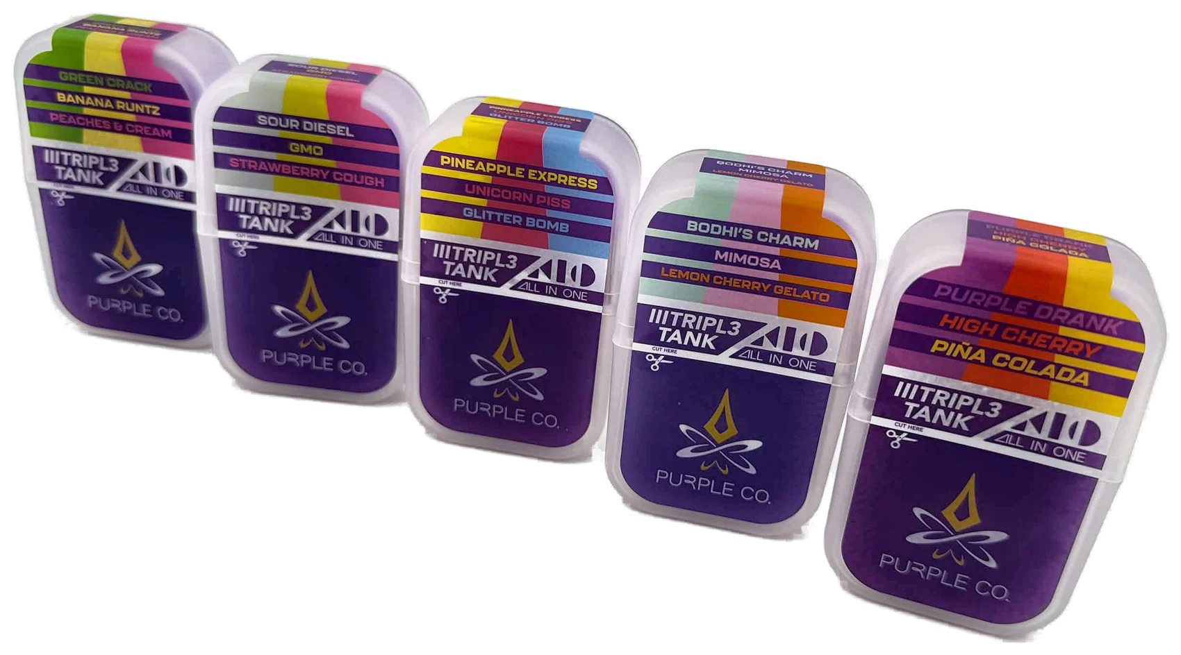 The five Purple Co. TRIPL3 TANK trios